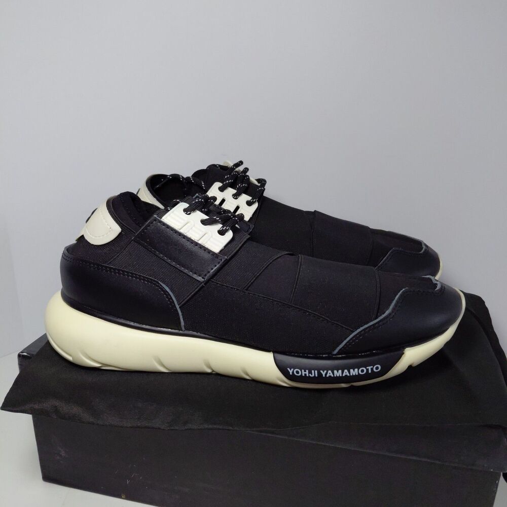 YOHJI YAMAMOTO Y-3 Designer Sneakers Quasa Black Neoprene Mens Size 11- EU 44